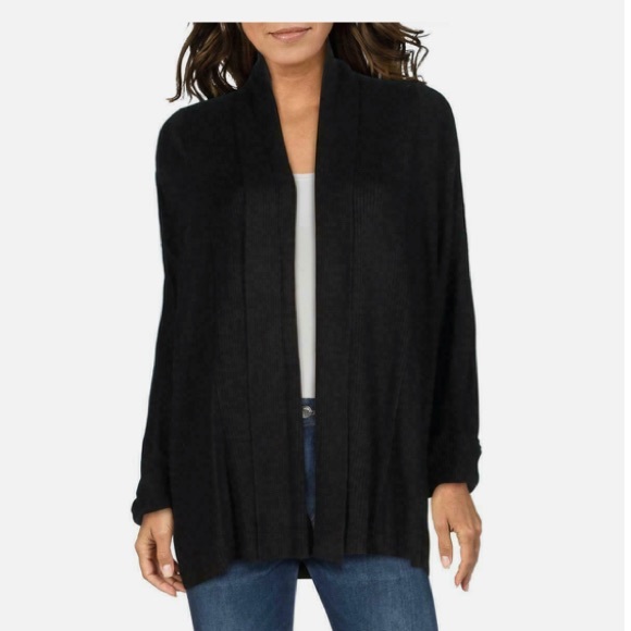 Splendid Black Shawl Collar Open Cardigan - Picture 9 of 9